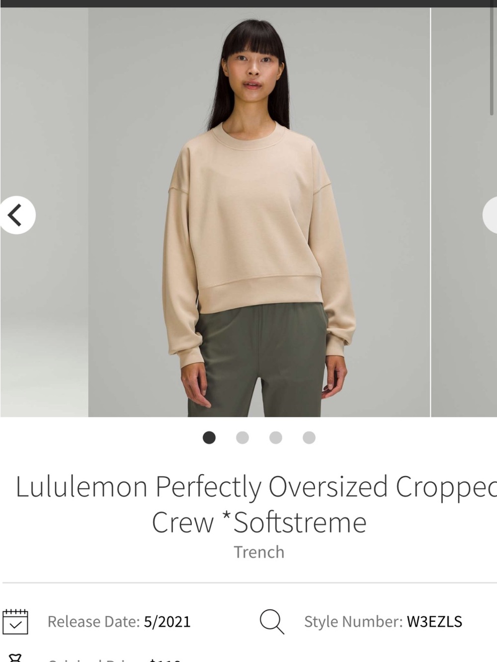 lululemon athletica Cropped Oversized Crew Sweater - Trench Beige